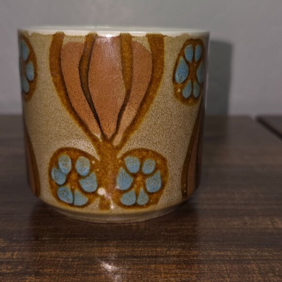 Set Of 4 Vintage MCM 1970s Ceramic Flower Print Coffee Cups/Mugs - READ - Picture 9 of 12